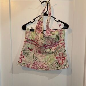 Floral Halter Top with Pink and Green Accents large